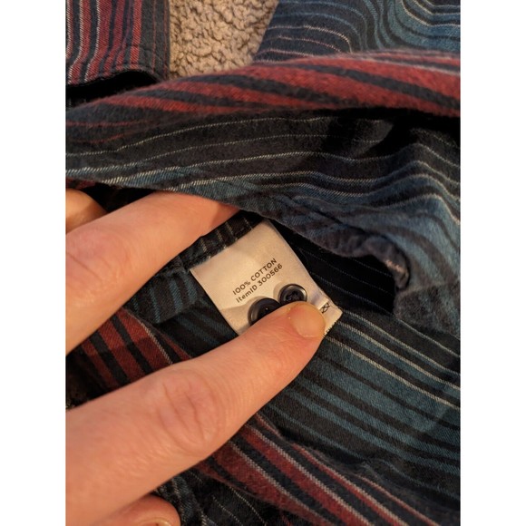 Men's L.L. Bean Signature Slim Fit Striped Flannel Button Up Shirt 300566 Medium - Picture 4 of 7